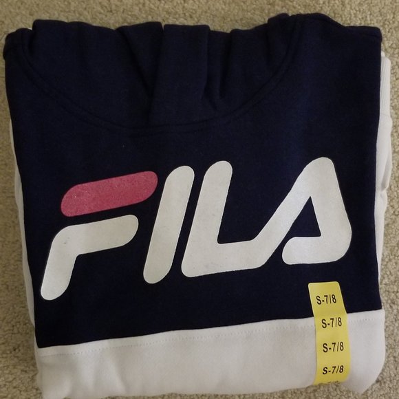 Fila Youth Pullover Hoodie Blue & White - Picture 6 of 6